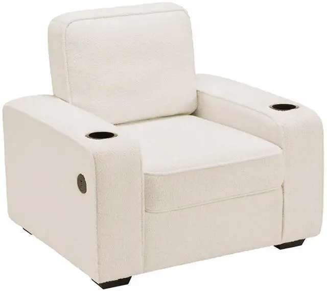 Alt view image 7 of 7 - Accent Chair with USB Charging Ports & Cup Holders, Modern Living Room Chair for Bedroom, Apartment and Reading Nook, Bouclé Upholstered, Off White