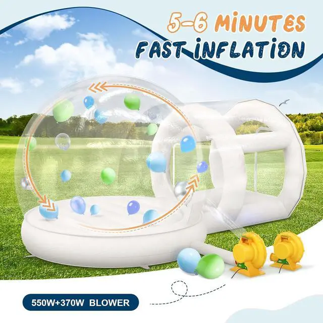 Alt view image 5 of 7 - 13FT Inflatable Bubble House with Dual Air Blowers, Dome Bubble Pavilion for Birthday Parties, Weddings & Gender Reveal Celebrations, Includes 750W & 550W Blowers