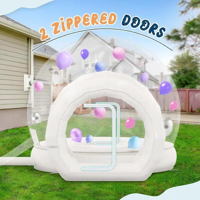 Alt view image 7 of 7 - 13FT Inflatable Bubble House with Dual Air Blowers, Dome Bubble Pavilion for Birthday Parties, Weddings & Gender Reveal Celebrations, Includes 750W & 550W Blowers