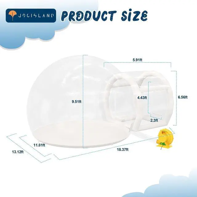 Alt view image 2 of 7 - 13FT Inflatable Bubble House, Bubble House Dome Inflatable with 750W Air Blower and Air Pump for Birthday Parties, Wedding and Gender Reveal
