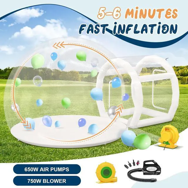 Alt view image 4 of 7 - 13FT Inflatable Bubble House, Bubble House Dome Inflatable with 750W Air Blower and Air Pump for Birthday Parties, Wedding and Gender Reveal