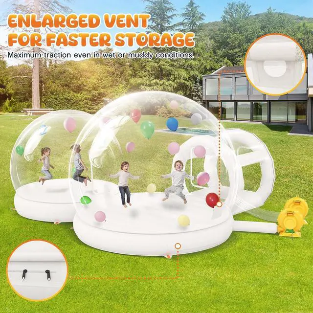 Alt view image 3 of 7 - 11.5&8.2FT Inflatabla Bubble Bounce House, Double Bubble House Inflatable Dome with 2 750W Air Blowers for Birthday Parties, Wedding and Gender Revealing