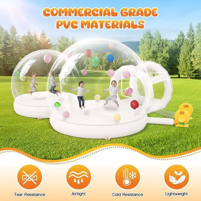 Alt view image 5 of 7 - 11.5&8.2FT Inflatabla Bubble Bounce House, Double Bubble House Inflatable Dome with 2 750W Air Blowers for Birthday Parties, Wedding and Gender Revealing