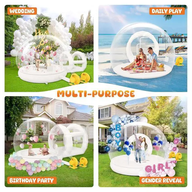 Alt view image 4 of 7 - 11.5&8.2FT Inflatabla Bubble Bounce House, Double Bubble House Inflatable Dome with 2 750W Air Blowers for Birthday Parties, Wedding and Gender Revealing
