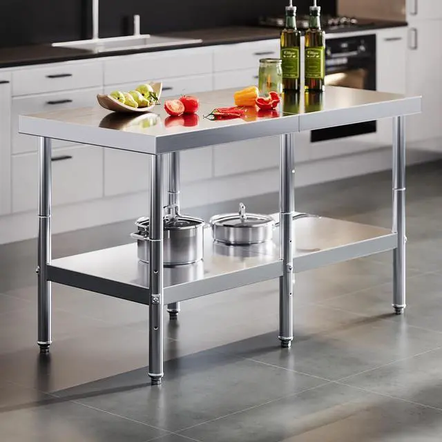 Main image of 30x60in Stainless Steel Table, Kitchen Prep Table with Adjustable Undershelf, Food-Grade Stainless Steel Metal Surface for Home Kitchen, Restaurant, Hotel, and Garage
