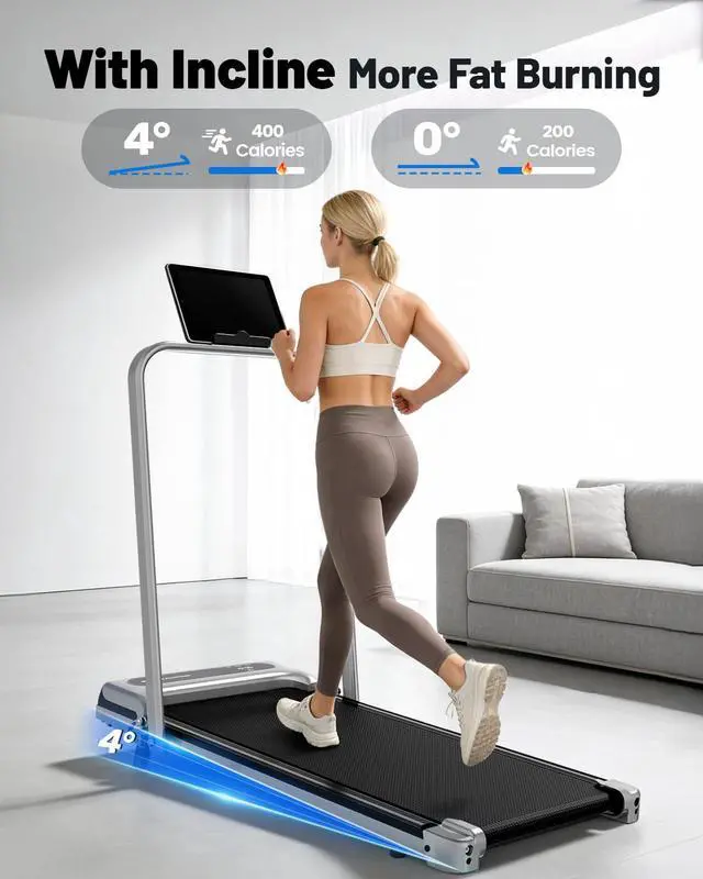 Alt view image 3 of 7 - Walking Pad, Walking Pad Treadmill for Home Office, Portable Under Desk Treadmill with Remote Control and LED Display, Walking Jogging Running Machine