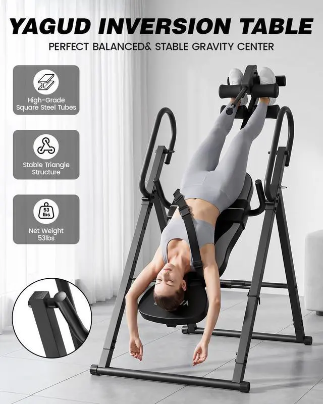 Alt view image 2 of 7 - Inversion Table for Back Pain Relief Heavy Duty Back Stretcher Machine for Home Gym Fitness, Strength Training Inversion Equipment with Enclosed Ankle Support & Safety Belt
