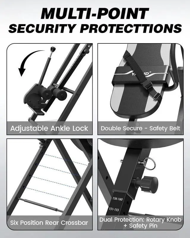 Alt view image 4 of 7 - Inversion Table for Back Pain Relief Heavy Duty Back Stretcher Machine for Home Gym Fitness, Strength Training Inversion Equipment with Enclosed Ankle Support & Safety Belt