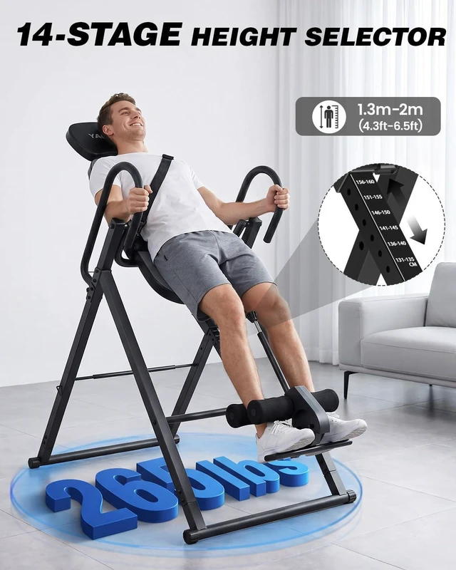 Alt view image 6 of 7 - Inversion Table for Back Pain Relief Heavy Duty Back Stretcher Machine for Home Gym Fitness, Strength Training Inversion Equipment with Enclosed Ankle Support & Safety Belt