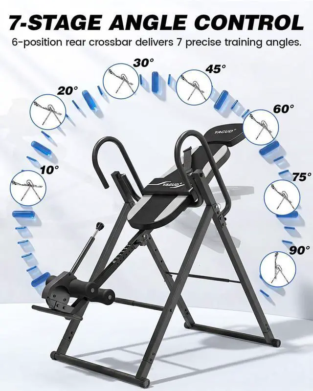 Alt view image 5 of 7 - Inversion Table for Back Pain Relief Heavy Duty Back Stretcher Machine for Home Gym Fitness, Strength Training Inversion Equipment with Enclosed Ankle Support & Safety Belt