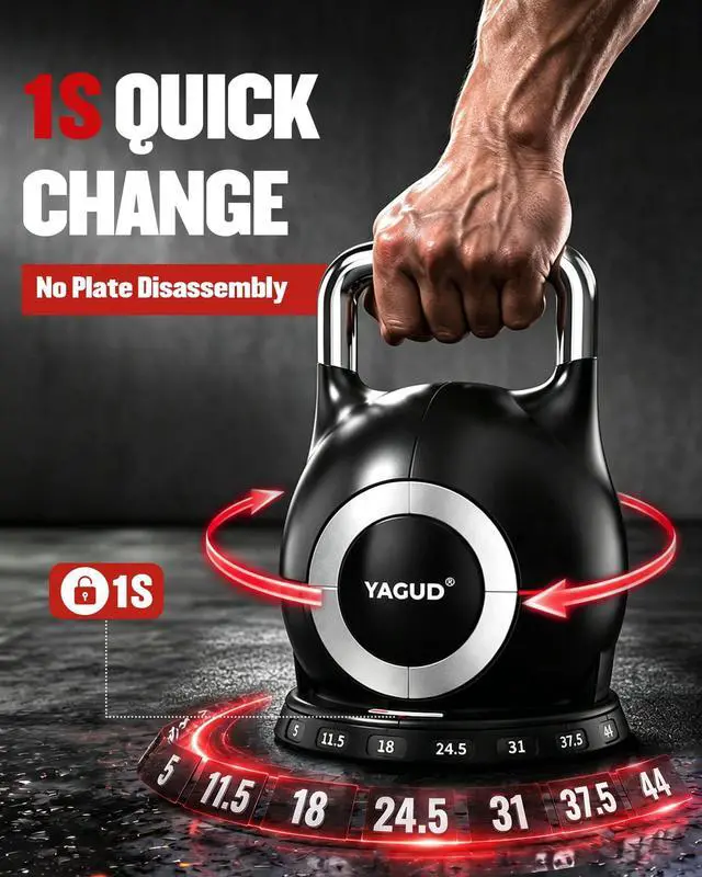 Alt view image 2 of 7 - Adjustable Kettlebell for Strength Training, Quick-Change 22.5lbs/44lbs Kettle Bells Weights Set with 7 Levels, Heavy Kettlebell Set for Home Gym, Swings & Full-Body Workouts
