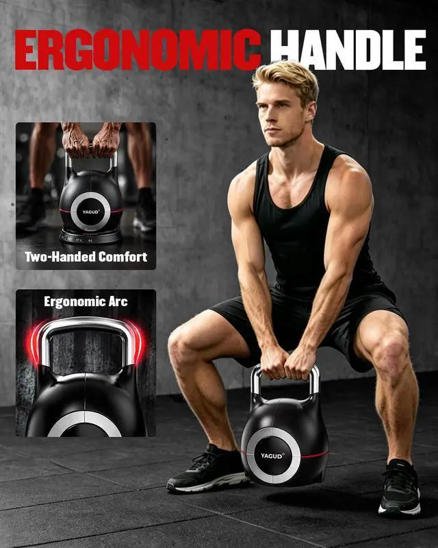Alt view image 4 of 7 - Adjustable Kettlebell for Strength Training, Quick-Change 22.5lbs/44lbs Kettle Bells Weights Set with 7 Levels, Heavy Kettlebell Set for Home Gym, Swings & Full-Body Workouts