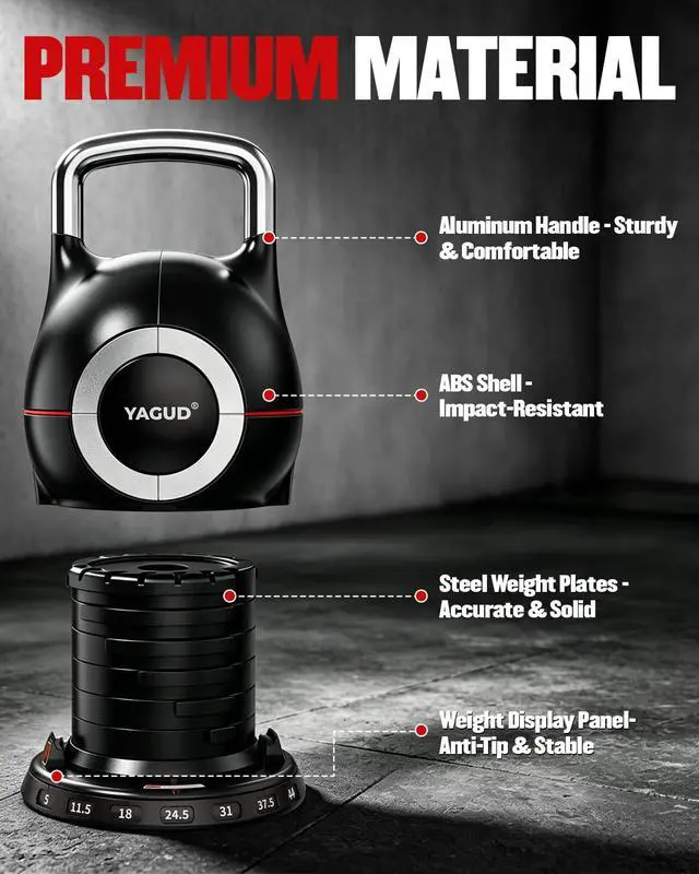 Alt view image 5 of 7 - Adjustable Kettlebell for Strength Training, Quick-Change 22.5lbs/44lbs Kettle Bells Weights Set with 7 Levels, Heavy Kettlebell Set for Home Gym, Swings & Full-Body Workouts