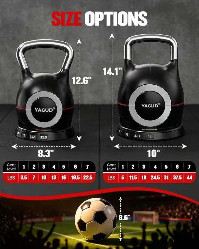 Alt view image 7 of 7 - Adjustable Kettlebell for Strength Training, Quick-Change 22.5lbs/44lbs Kettle Bells Weights Set with 7 Levels, Heavy Kettlebell Set for Home Gym, Swings & Full-Body Workouts