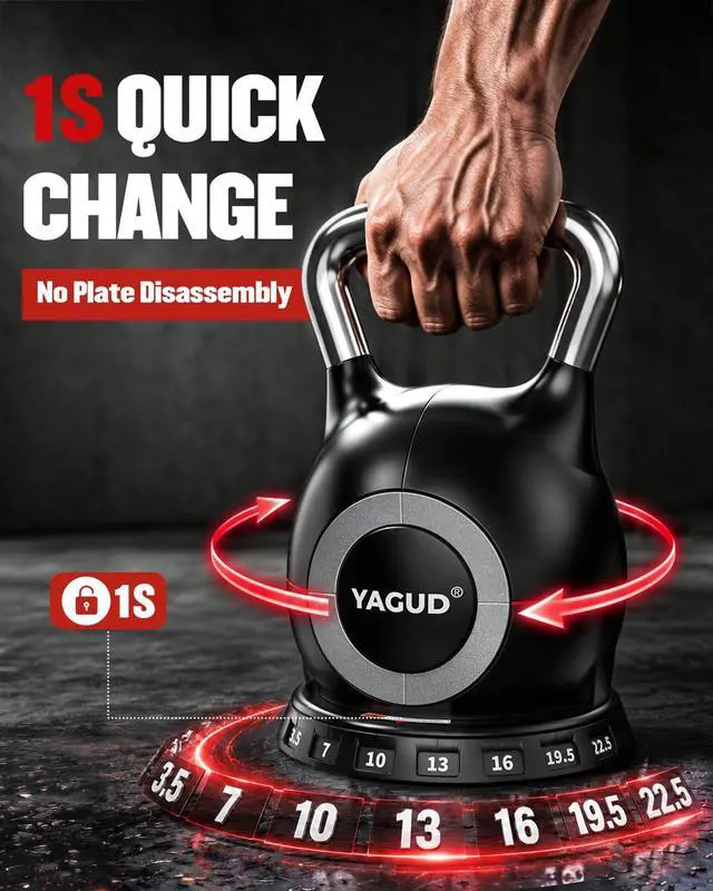 Alt view image 2 of 7 - Adjustable Kettlebell for Strength Training, Quick-Change 22.5lbs/44lbs Kettle Bells Weights Set with 7 Levels, Heavy Kettlebell Set for Home Gym, Swings & Full-Body Workouts