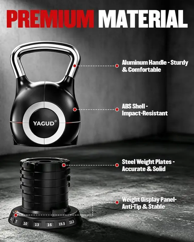 Alt view image 5 of 7 - Adjustable Kettlebell for Strength Training, Quick-Change 22.5lbs/44lbs Kettle Bells Weights Set with 7 Levels, Heavy Kettlebell Set for Home Gym, Swings & Full-Body Workouts