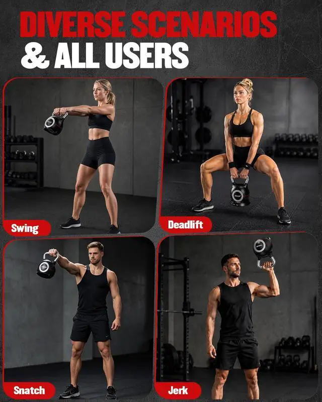 Alt view image 7 of 7 - Adjustable Kettlebell for Strength Training, Quick-Change 22.5lbs/44lbs Kettle Bells Weights Set with 7 Levels, Heavy Kettlebell Set for Home Gym, Swings & Full-Body Workouts