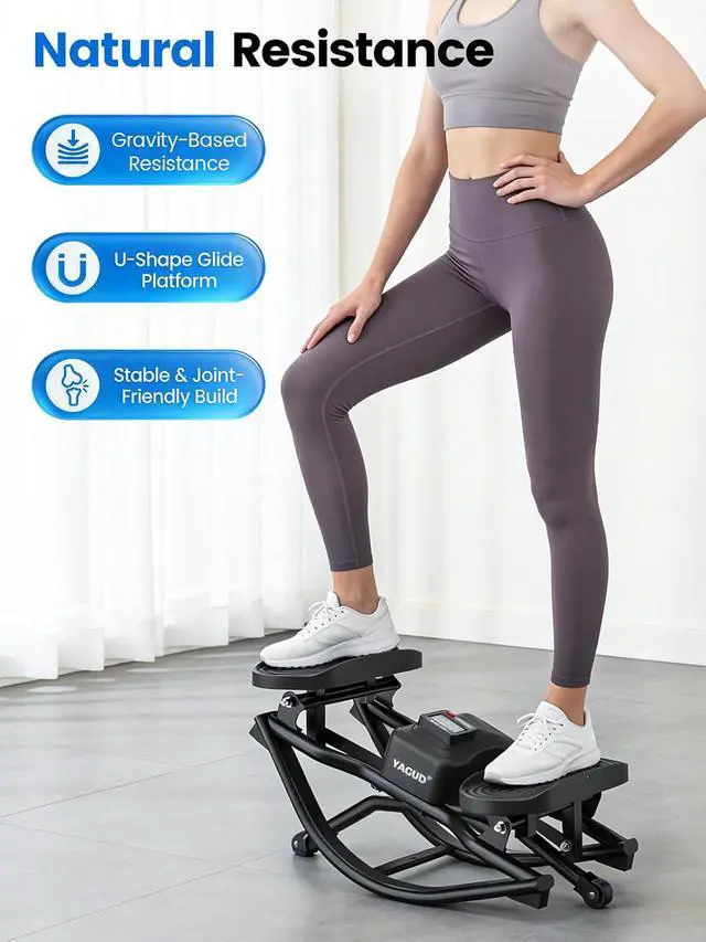 Alt view image 3 of 7 - Rock Stepper for Exercise at Home, Portable Rock Stepper Side to Side with Resitance Bands,Full Body Workout Stepper Exercise Machine Low-Impact Knee-Friendly for Office
