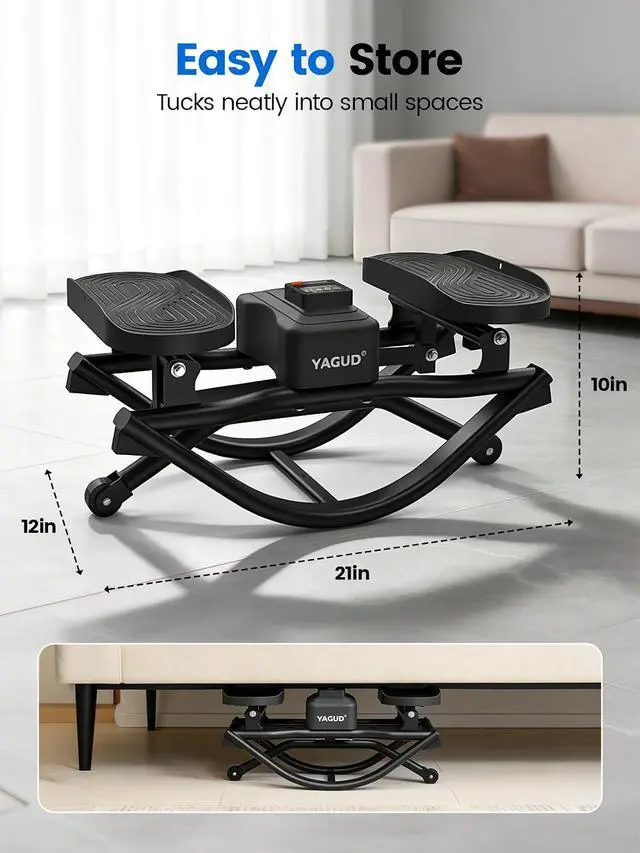 Alt view image 7 of 7 - Rock Stepper for Exercise at Home, Portable Rock Stepper Side to Side with Resitance Bands,Full Body Workout Stepper Exercise Machine Low-Impact Knee-Friendly for Office