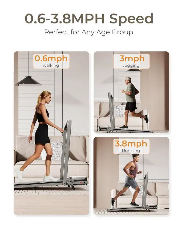 Alt view image 4 of 6 - Walking Pad, Under Desk Walking Pad Treadmill, 2.5HP Walking Pad with Remote and LED Display, 3 in 1 Portable Walking Pad with 265 lbs Weight Capacity for Home Office