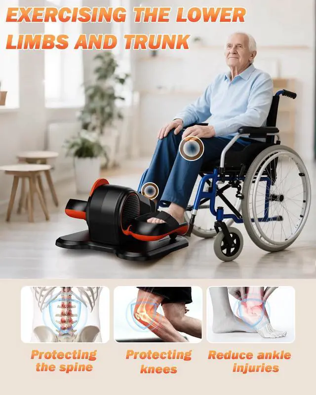Alt view image 3 of 7 - Under Desk Elliptical Machine, Electric Leg Exerciser as Seen on TV for Senior, Quiet Portable Seated Pedal Exerciser Machine with Remote Control, 12 Adjustable Speeds for Home Office
