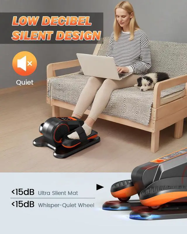 Alt view image 4 of 7 - Under Desk Elliptical Machine, Electric Leg Exerciser as Seen on TV for Senior, Quiet Portable Seated Pedal Exerciser Machine with Remote Control, 12 Adjustable Speeds for Home Office