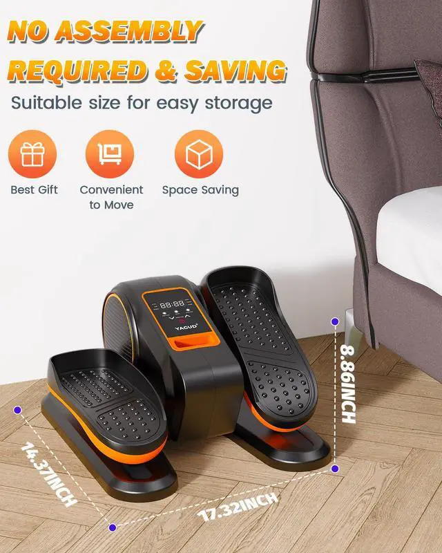 Alt view image 6 of 7 - Under Desk Elliptical Machine, Electric Leg Exerciser as Seen on TV for Senior, Quiet Portable Seated Pedal Exerciser Machine with Remote Control, 12 Adjustable Speeds for Home Office