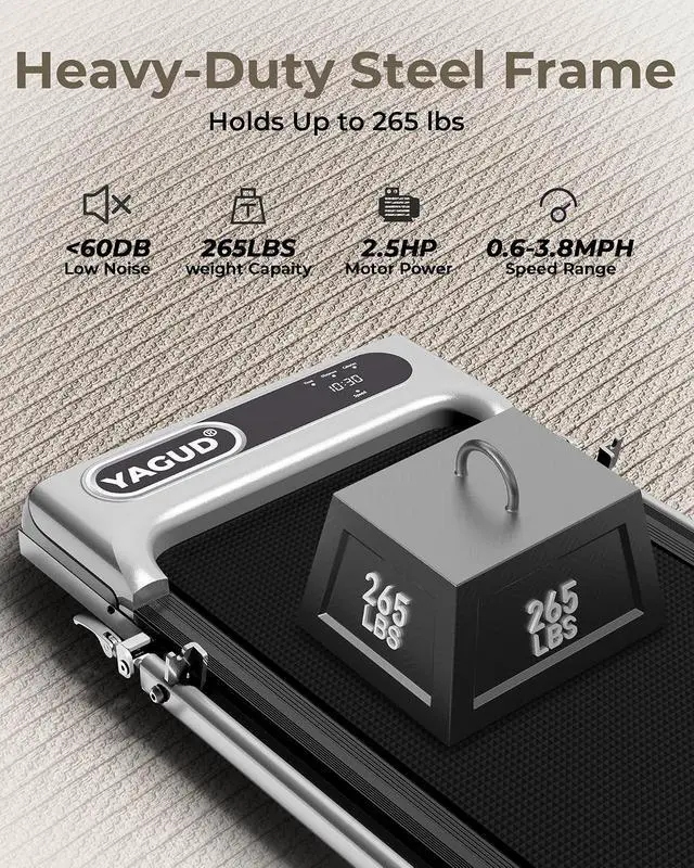 Alt view image 3 of 6 - Walking Pad, Under Desk Walking Pad Treadmill, 2.5HP Walking Pad with Remote and LED Display, 3 in 1 Portable Walking Pad with 265 lbs Weight Capacity for Home Office