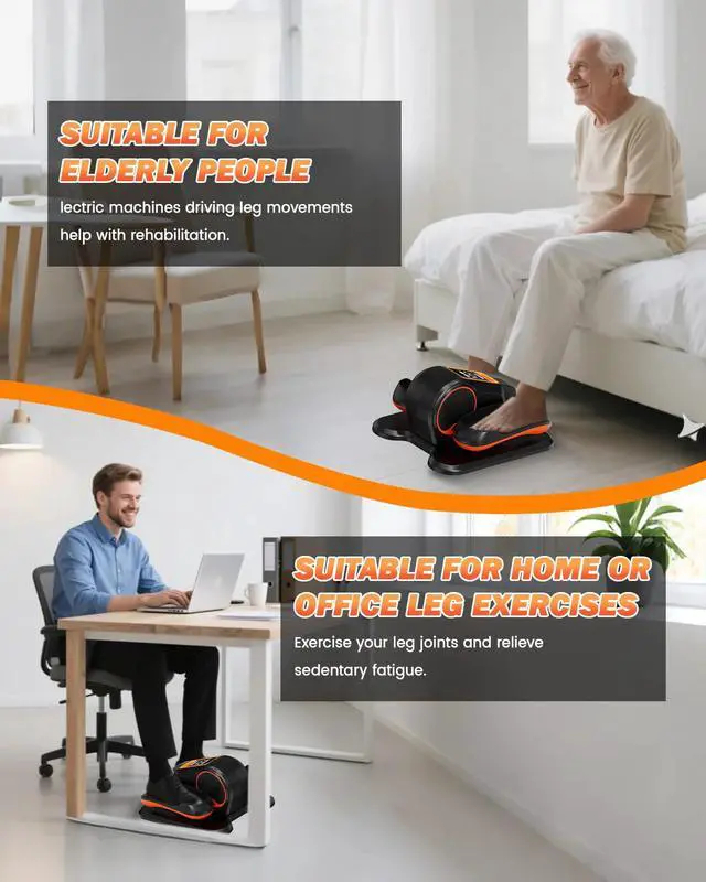 Alt view image 7 of 7 - Under Desk Elliptical Machine, Electric Leg Exerciser as Seen on TV for Senior, Quiet Portable Seated Pedal Exerciser Machine with Remote Control, 12 Adjustable Speeds for Home Office