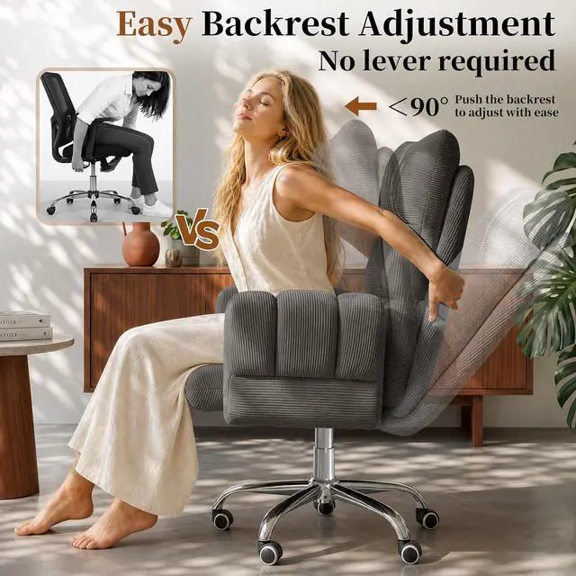 Alt view image 6 of 7 - Cross Legged Office Chair, Cloud Desk Chair with Flip-Up Arm Rests, Foot Rest, Wide Seat, Comfy Executive Ergonomic Computer Gaming Chair, Gray
