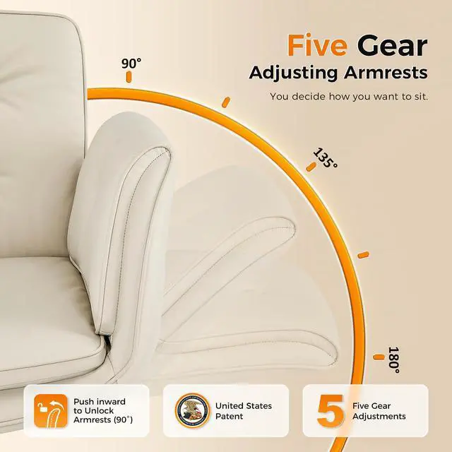Alt view image 7 of 7 - amseatec Criss Cross Chair with Natural Sisal Cat Scratch Pad, 5-Gear Adjustable Armrests, 360° Silent Casters,pet-Friendly Office, Gaming, Leisure, and Make up Vantiy Desk Chair(Cream)