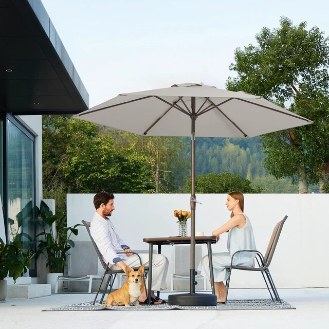 Alt view image 7 of 7 - JEAREY 7.5 FT Patio Umbrella, Market Umbrella with Tilt & Crank,Light Grey