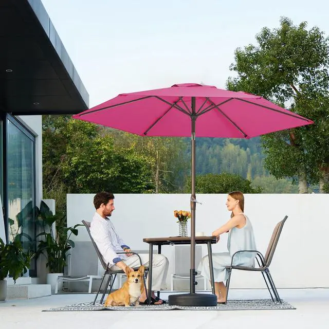 Alt view image 7 of 7 - JEAREY 7.5 ft Outdoor Patio Umbrella, Table Umbrella, Rose Pink | 6 Sturdy Ribs, Tilt & Crank lift, Vented Canopy, Ideal for Garden, Deck, Backyard, Pool & Beach
