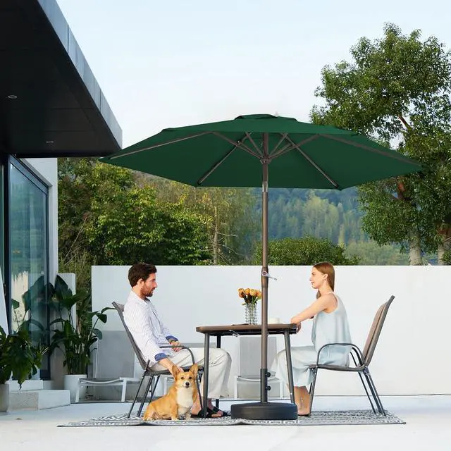 Alt view image 6 of 7 - JEAREY 7.5 ft Outdoor Patio Umbrella, Table Umbrella, Dark Green | 6 Sturdy Ribs, Tilt & Crank lift, Vented Canopy, Ideal for Garden, Deck, Backyard, Pool & Beach