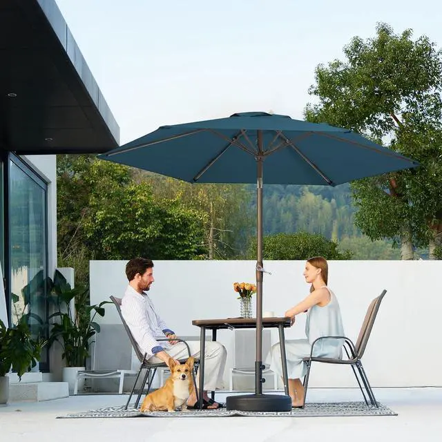 Alt view image 6 of 7 - JEAREY 7.5 ft Outdoor Patio Umbrella, Table Umbrella, Lake Blue | 6 Sturdy Ribs, Tilt & Crank lift, Vented Canopy, Ideal for Garden, Deck, Backyard, Pool & Beach
