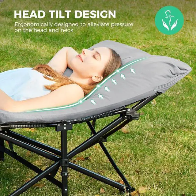 Alt view image 7 of 7 - JEAREY Camping Cot for Adults, 28 in Wide with Mattress, Bright Gray | Heavy-duty 1200D Oxford Cot with Removable Mattress and Carry Bag, Portable Design for Camping, Travel, Guests and Hiking