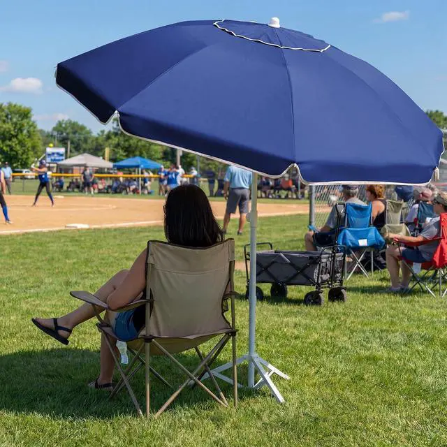 Alt view image 6 of 7 - JEAREY 6.5ft Portable Beach Shade Sports Umbrella with Stand, Royal Blue | Lightweight Sun Protection Free Standing Portable Umbrella for Outdoor Sports, Camping, Fishing, Beach
