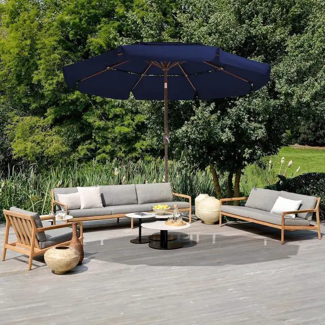 Alt view image 7 of 7 - JEAREY 3 Tiers 9 FT Patio Umbrellas Outdoor Table Umbrella with Push Button Market Umbrella 8 Sturdy Ribs UV Protection Waterproof for Garden,Navy
