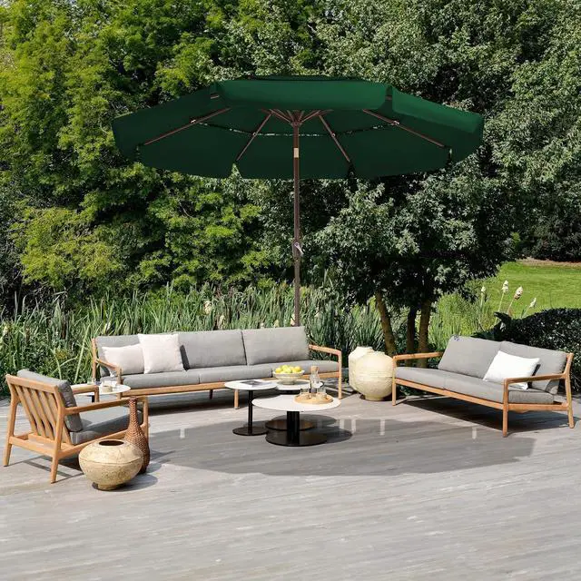 Alt view image 6 of 7 - JEAREY 3 Tiers 9 FT Patio Umbrellas Outdoor Table Umbrella with Push Button Market Umbrella 8 Sturdy Ribs UV Protection Waterproof for Garden,Dark Green