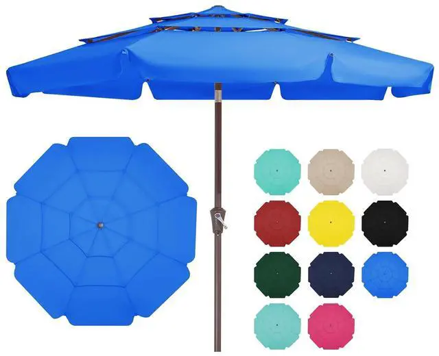 Main image of JEAREY 3 Tiers 9 FT Patio Umbrellas Outdoor Table Umbrella with Push Button Market Umbrella 8 Sturdy Ribs UV Protection Waterproof for Garden,Royal Blue