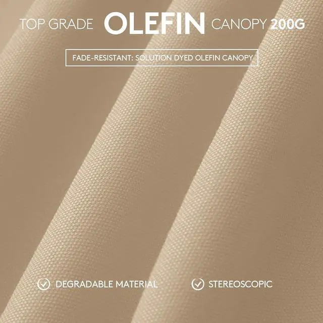 Alt view image 4 of 7 - JEAREY 6.5x10ft Olefin Rectangular Patio Umbrella, Beige | Rectangle Outdoor Umbrellas with Auto Tilt Crank System, Fade-Resistant Market Table Umbrella for Pool, Deck, Garden and Yard