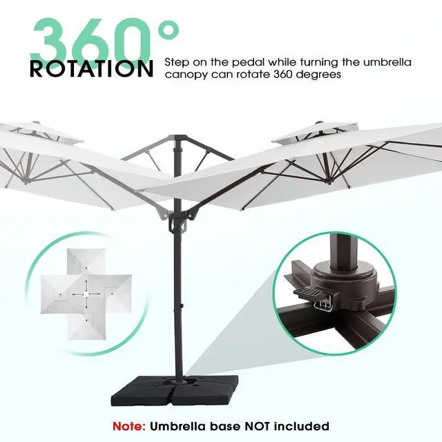 Alt view image 4 of 7 - JEAREY 10x10 ft 2-Tier Cantilever Patio Umbrella, Outdoor Offset Umbrella | Large Square Outdoor Offset Umbrella with Double Top Vent and 360-degree Rotation for Garden, Deck, Pool, Patio, Cream White