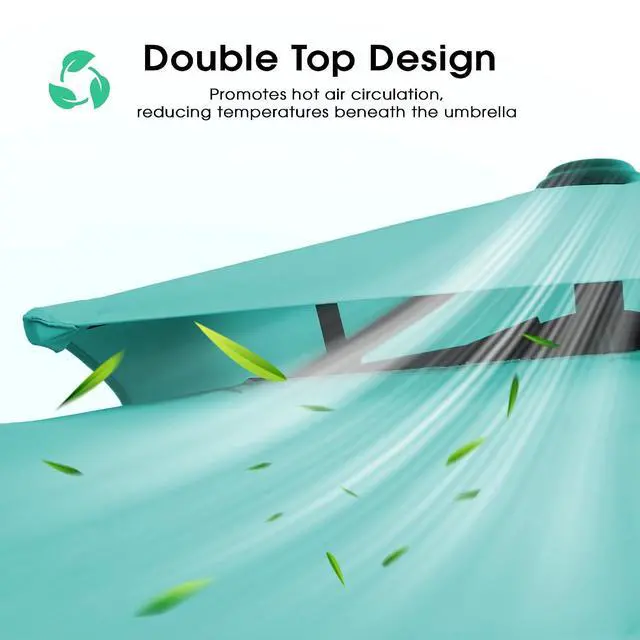 Alt view image 3 of 7 - JEAREY 11x11 ft 2-Tier Cantilever Patio Umbrella, Large Square Outdoor Offset Umbrella with Double Top Vent and 360-degree Rotation for Garden, Deck, Pool, Patio, Peacock Blue