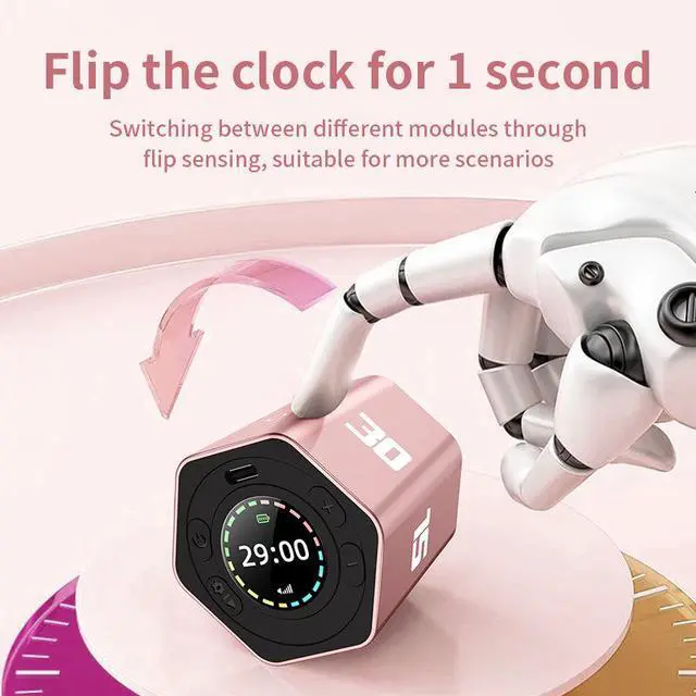 Alt view image 4 of 7 - 6-Sided Flip Countdown Timer, Rotating Multi-Face Time Cube, Kitchen Cooking Timer, Study Fitness Clock, Self-Discipline Workout Tool - blue