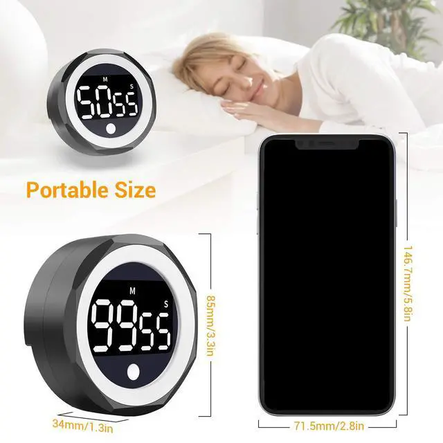Alt view image 5 of 7 - Self-Discipline Rotating Timer, Magnetic LED Silent Countdown Timer, Mute Vibrant Alert, for Kitchen Cooking, Study, Fitness, Skincare, Task Reminder