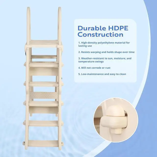 Alt view image 2 of 7 - Pool Ladder Above Ground Swimming Safety A Frame Pool Ladder with Platform and Safety Barrier for 48-52 inches Pool