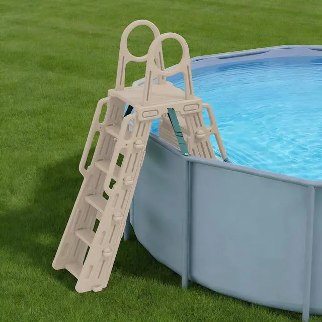Main image of Pool Ladder Above Ground Swimming Safety A Frame Pool Ladder with Platform and Safety Barrier for 48-52 inches Pool