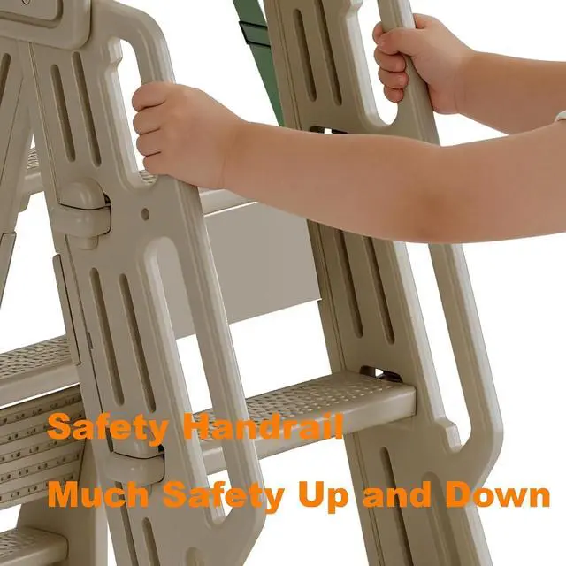 Alt view image 7 of 7 - Pool Ladder Above Ground Swimming Safety Plastic A Frame Pool Ladder with Platform and Safety Barrier for 48-52 inches Pool