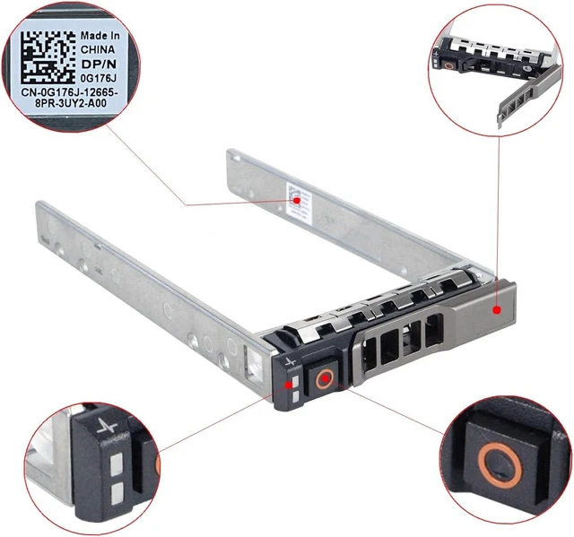 Alt view image 3 of 4 - 2-Pack Hard Drive Tray Caddy 2.5 SSD Bracket G176J Hard Drive Bracket Compatible with Dell PowerEdge R410 R610 R710 R620 R720 T320 T420 R630 R730 T440 T640