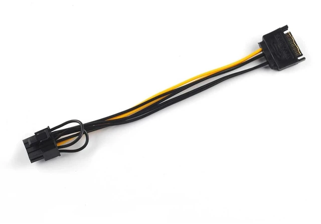 Alt view image 2 of 5 - 2-Pack 15 Pin SATA Male to 8 Pin (6+2 Pin) PCI-Express Female Video Card Power Adapter Cable, 20CM/8inch
